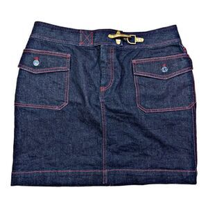 Ralph Lauren Skirt Jeans Co. Womens 10 Denim Gold Hardware Blue Wash Vintage